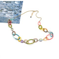 2021 colorful rainbow acrylic jewelry for party gift casual stainless steel gold filled snake chain necklace